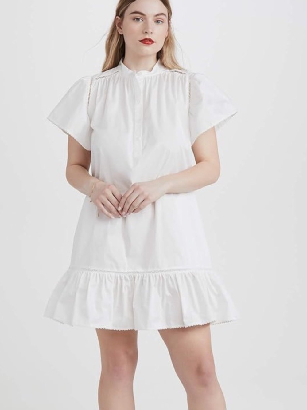 Rebecca Minkoff White Poplin Natalia Mini Dress Medium Coastal Cowgirl - Picture 2 of 9